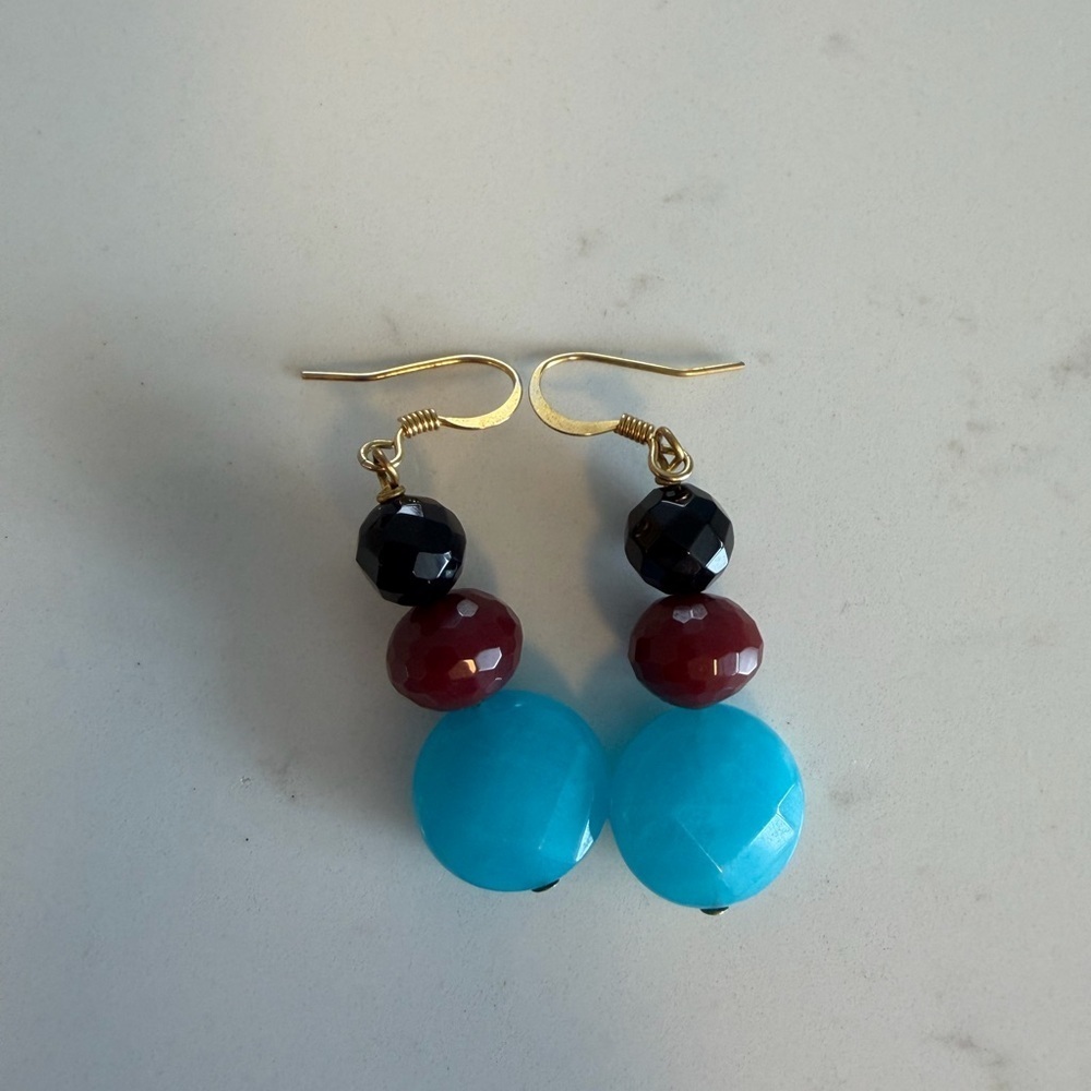 Multicolor glass beaded drop earrings